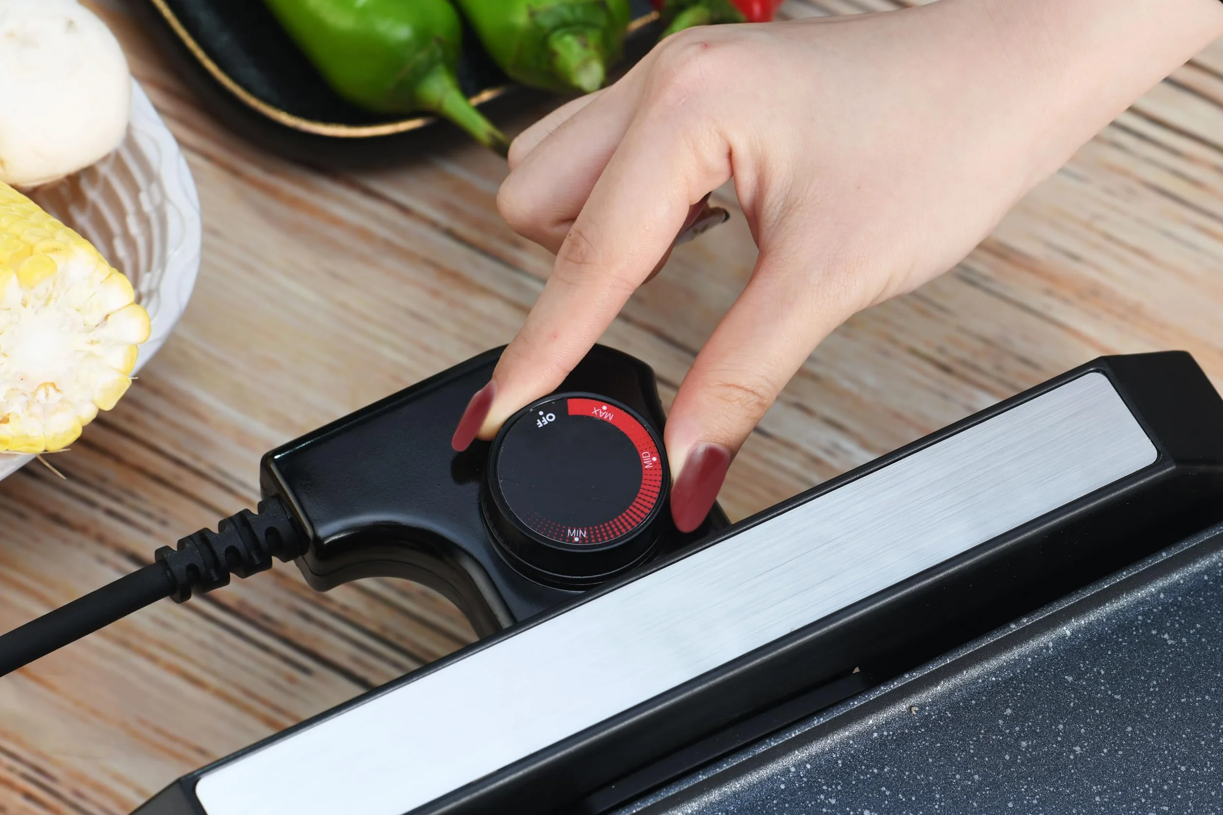 SENYA XL Elektrische Grillplatte aus Stein, 2000 W | große Grillfläche 51 x 25 cm antihaftbeschichtet | Plancha Grill Thermostat verstellbar | Reinigung spülmaschinenfest