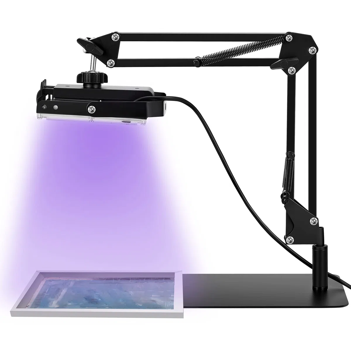 50 W LED-Belichtungseinheit Kit UV-Siebdruck-Licht-Siebdruck-Belichtungseinheit mit einziehbarem, verstellbarem Ständer für Siebdruck, Belichtung, Foto-Emulsion, Cyanotypen, Büro
