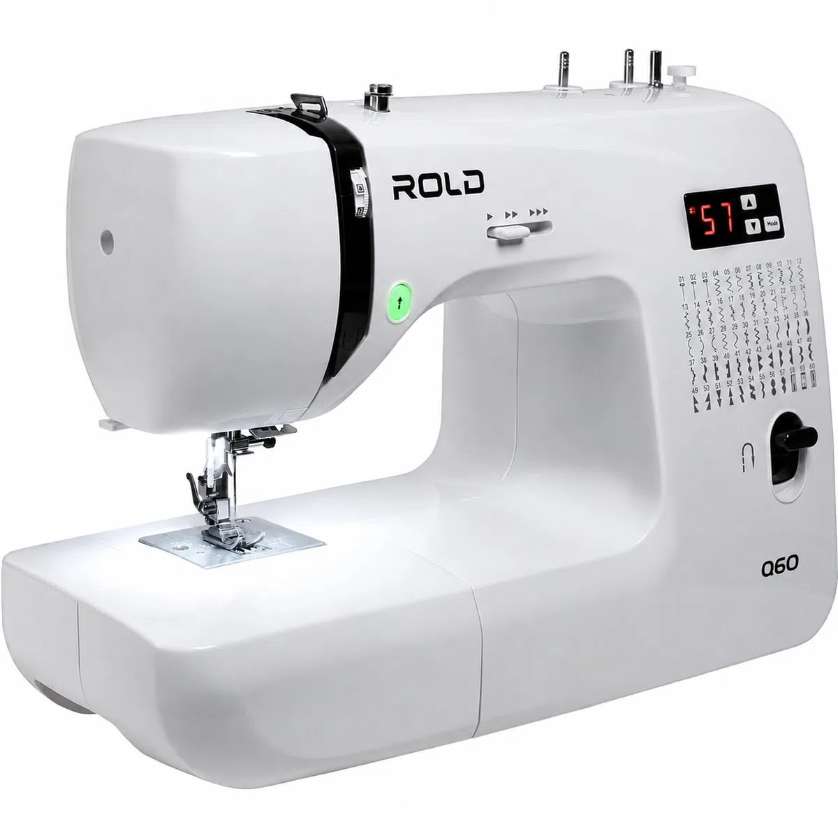 ROLD Q60 Computernähmaschine | 60 Stichprogramme | Nadeleinfädler | Metallrahmen | LED-Beleuchtung | Nähen ohne Pedal