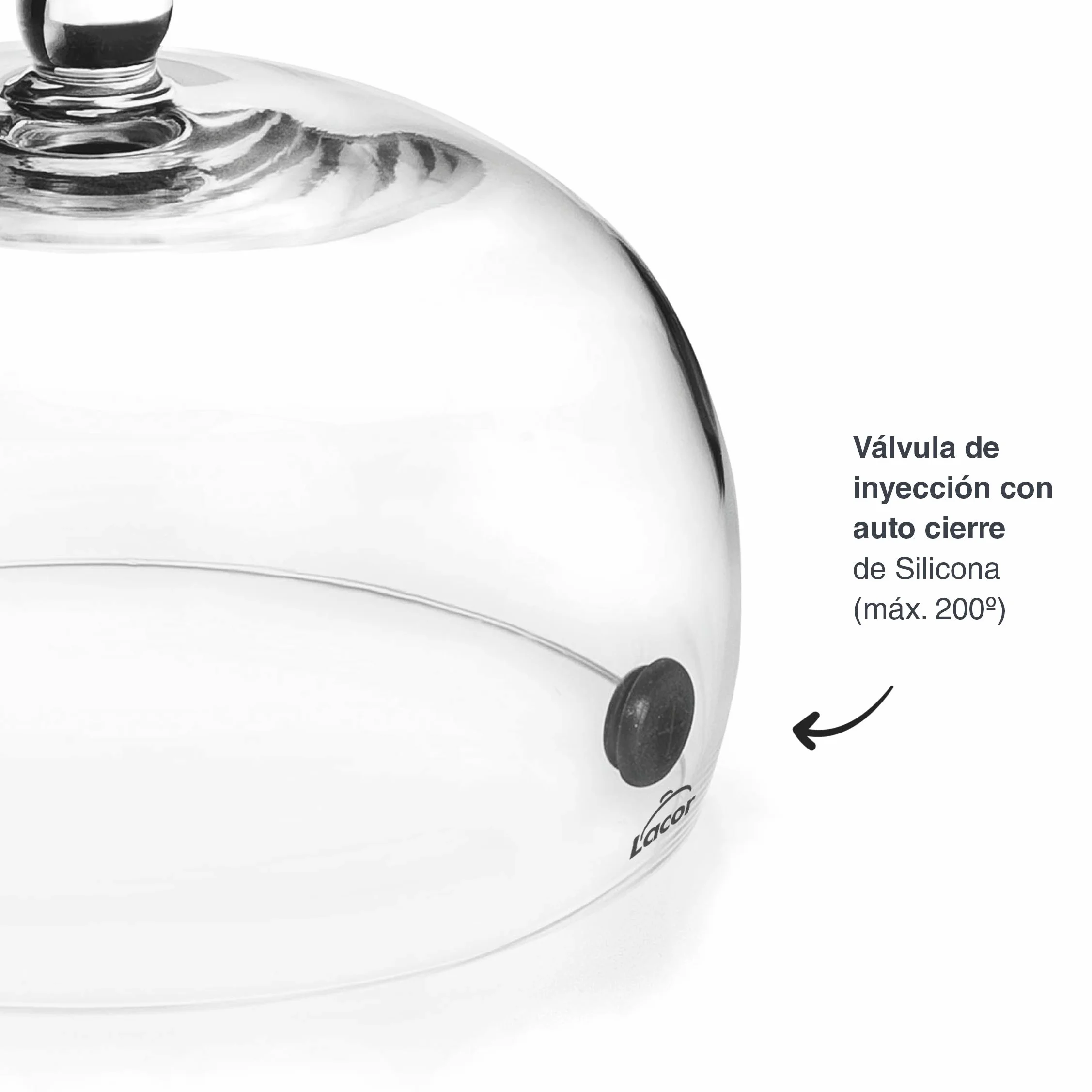 LACOR 61817 | Dunstabzugshaube für Magic Smoker | Glasdeckel mit Ventil | ermöglicht das Eindringen, Dampf und Aromen zum Räuchern und Aromatisieren von Lebensmitteln | Ø 25 x 14 cm, Glas