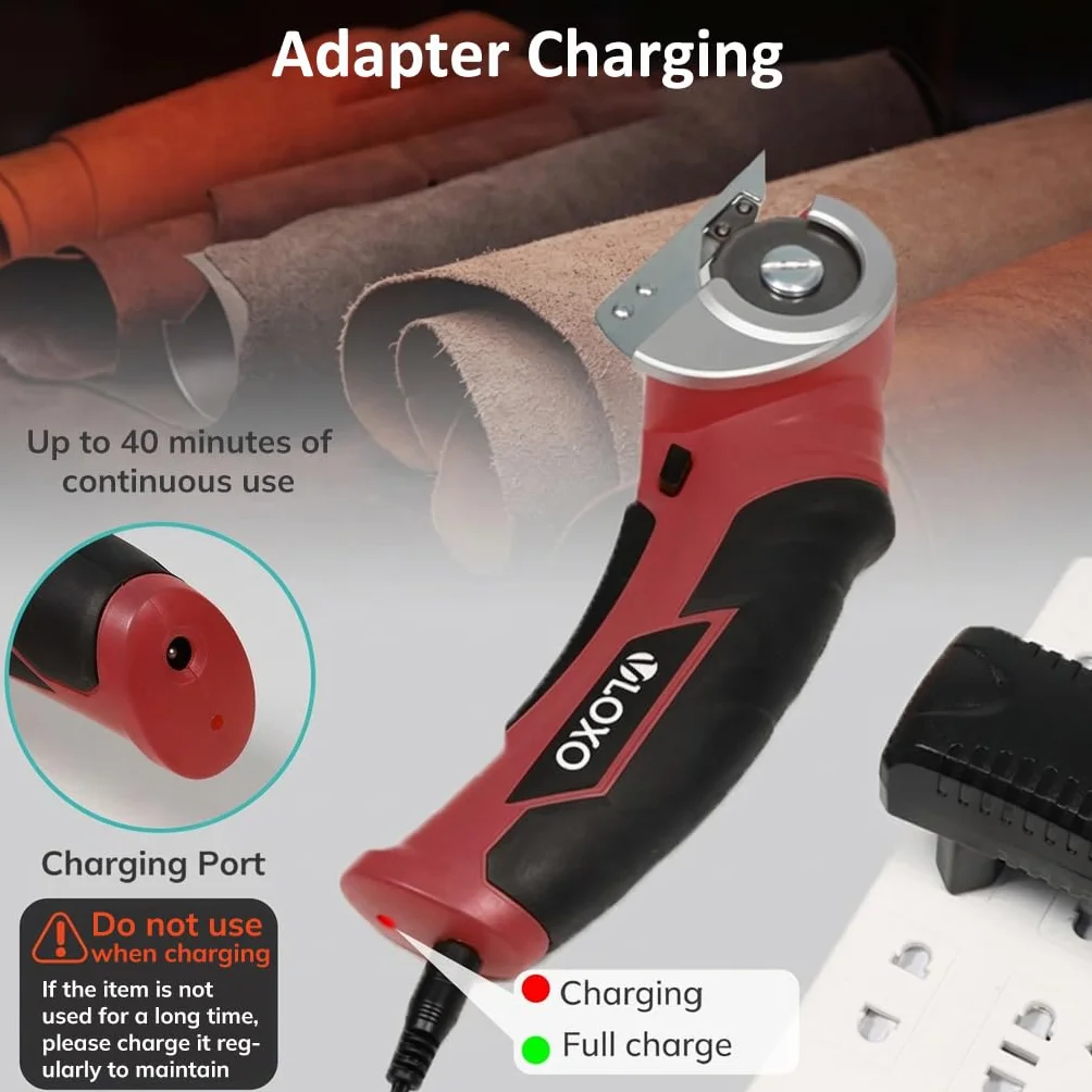 VLOXO Kartonschneider Elektrisch 4V Elektrische Schere Akku mit Leistungsstarkem 5.0 Motor, Selbstschärfende Wolframstahl-Klinge, Universalschere Akkuschere für 6mm Karton, Pappe, Teppich, Leder, DIY