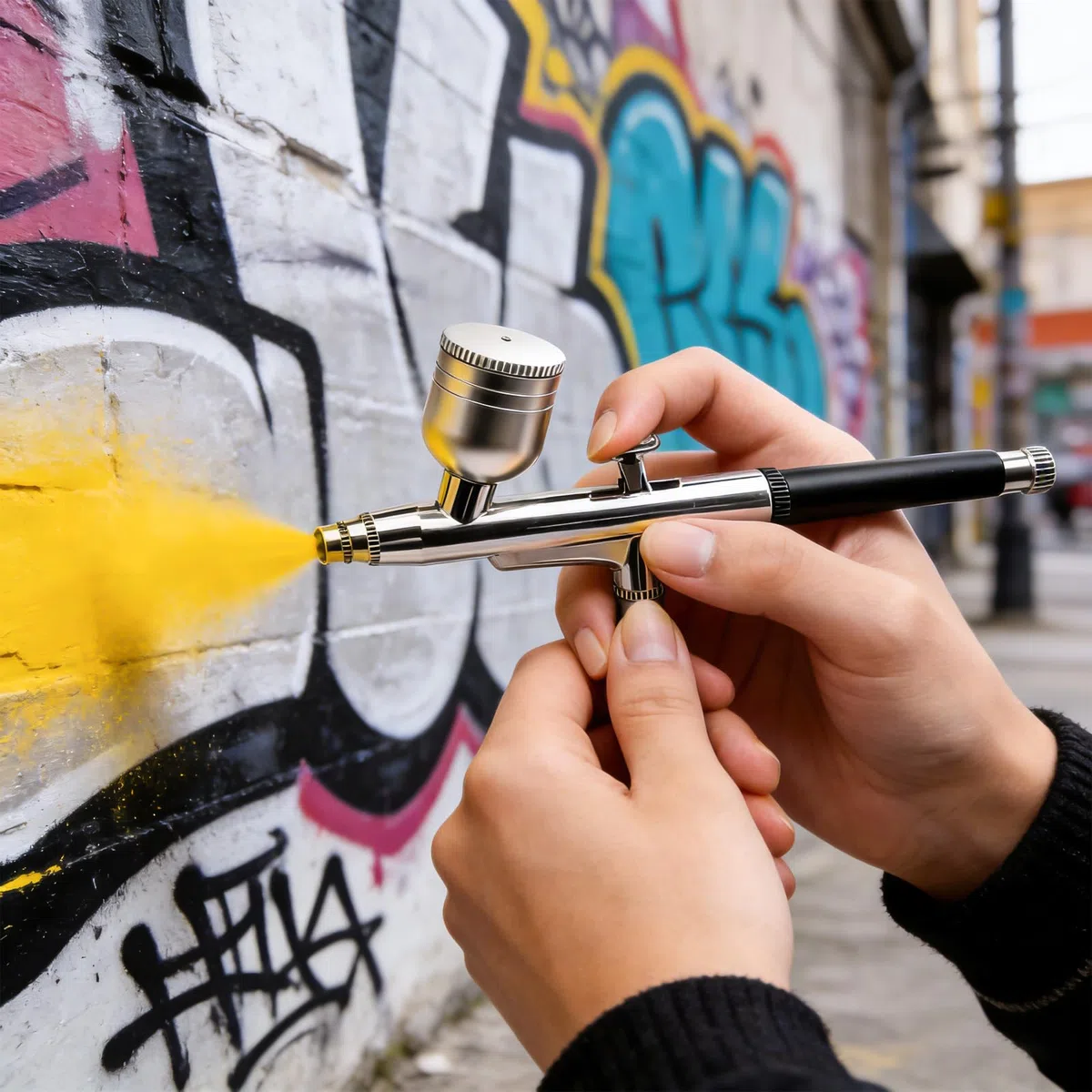Airbrush Set mit Kompressor, 25 PSI Tragbares Airbrush-Kit Dual-Action-Airbrush-Pistole + Reinigungszubehör für Make-up, Nageldesign, Kuchendekoration, Modellbau & Tattoo-Modellierung