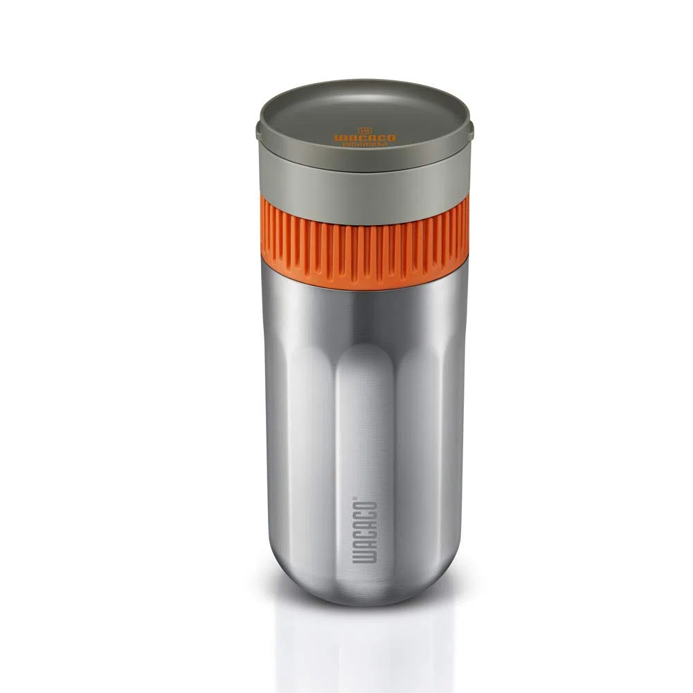 WACACO Pipamoka Tragbare Kaffeemaschine, Reise Kaffeemaschine Klein, Manuelle Camping Kaffeebereiter, Alles in Einem Vakuumdruck, Edelstahl Thermobecher, Schnelle Extraktion, 10 fl oz