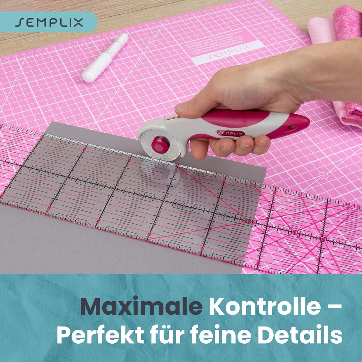 SEMPLIX Selbstheilende Schneidematte A0-A4 - Grün, Rosa, Grau, Türkis, Lila - Ideal fürs Basteln, Nähen & Patchworken - Beidseitig Bedruckt - Vorderseite cm Rückseite inch Bemaßung (Beere-Rosa, A0)