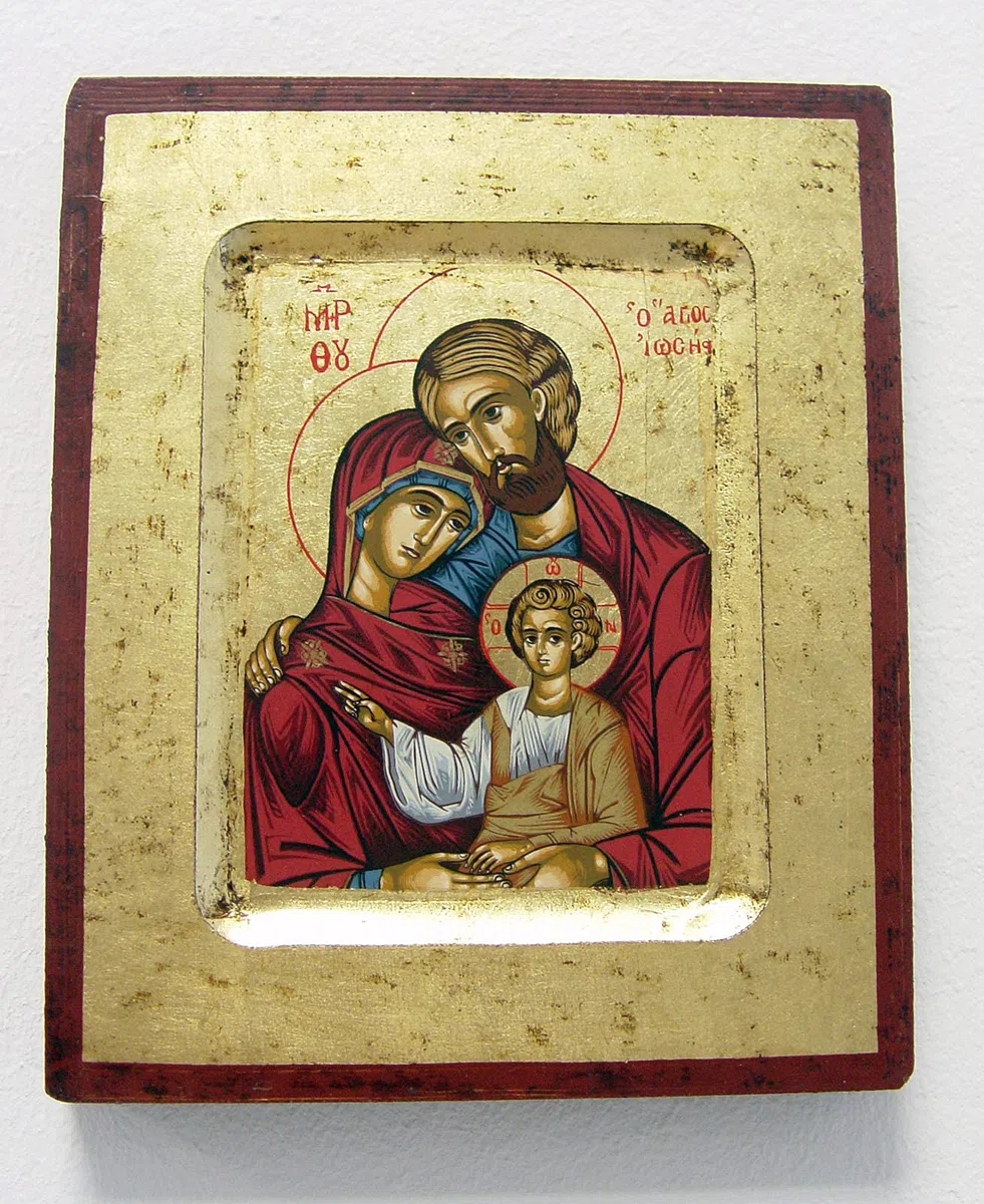 Siebdruck-Ikone Heilige Familie ca.16x13cm