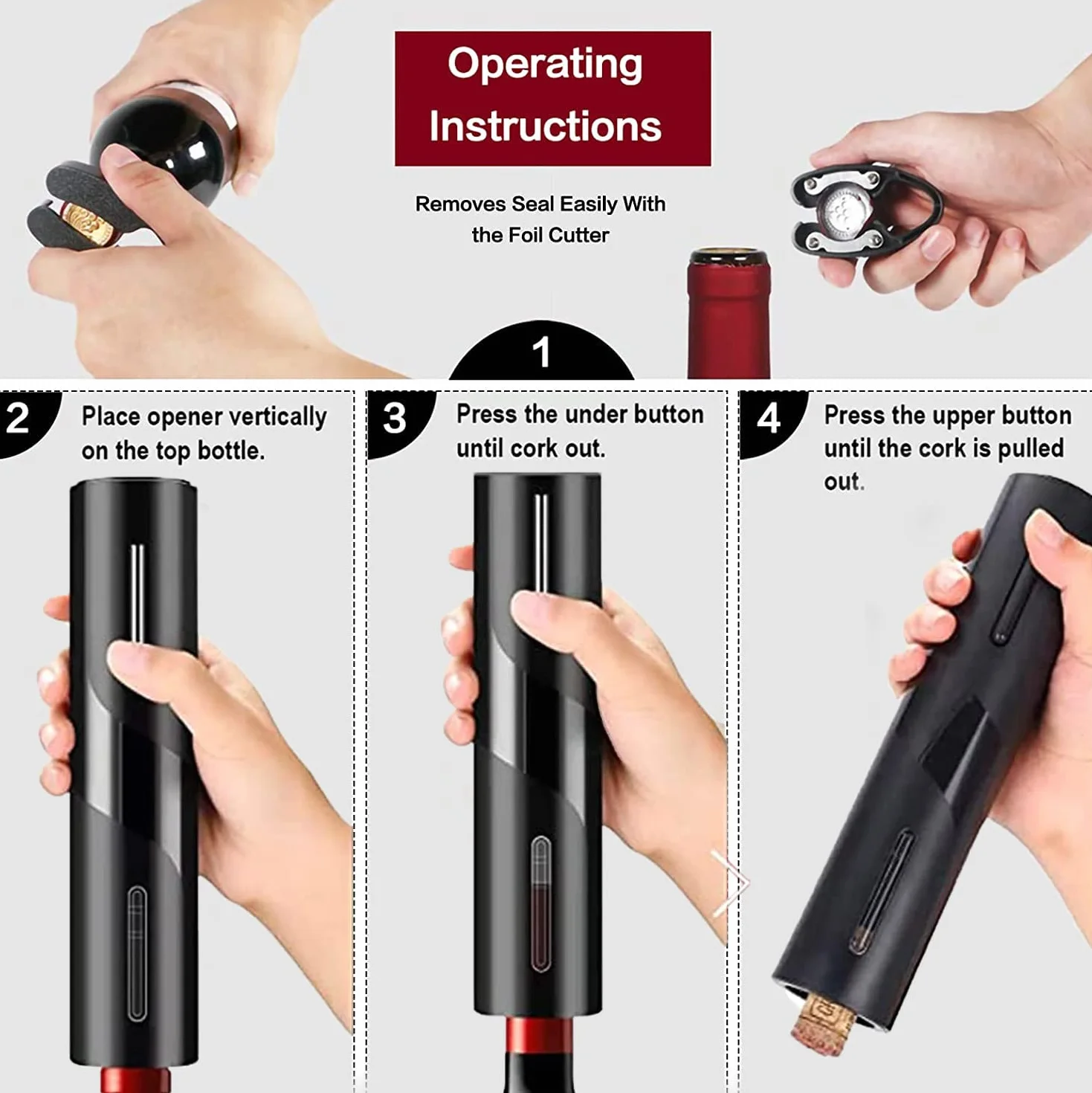 Elektrischer Korkenzieher Wein, Geschenkbox 6-in-1 Elektrischer Weinflaschenöffner mit Folienschneider, Vakuumstopfen und Weinausgieer, USB Wiederaufladbare Batterie