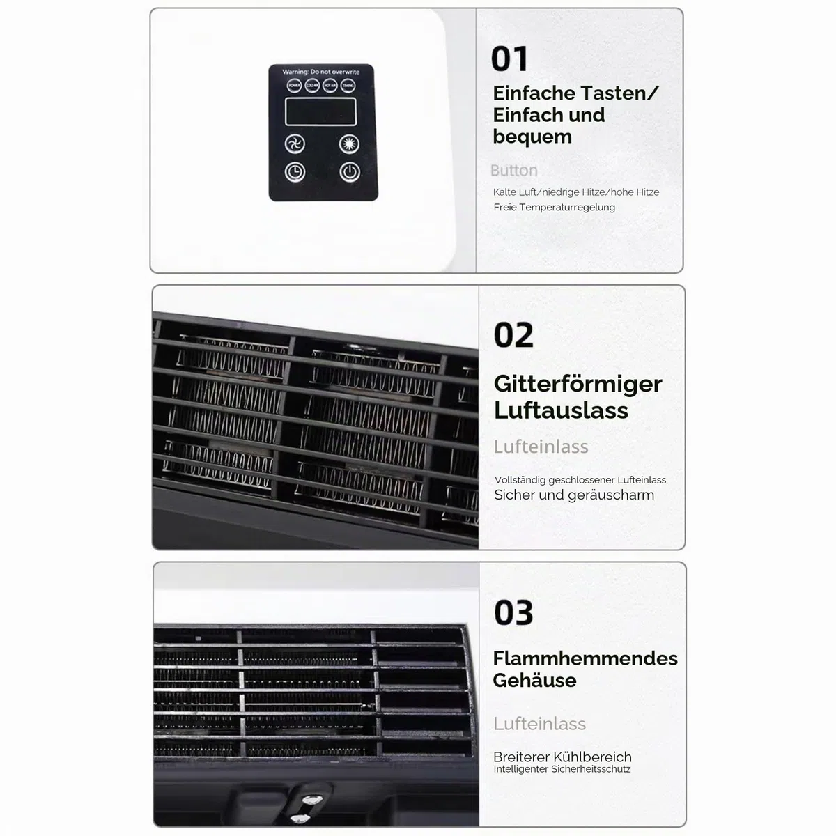 Climafy Wandventilator mit Fernbedienung, tragbarer Wandklimagerät Split, ohne Außengerät, konstante Temperatur