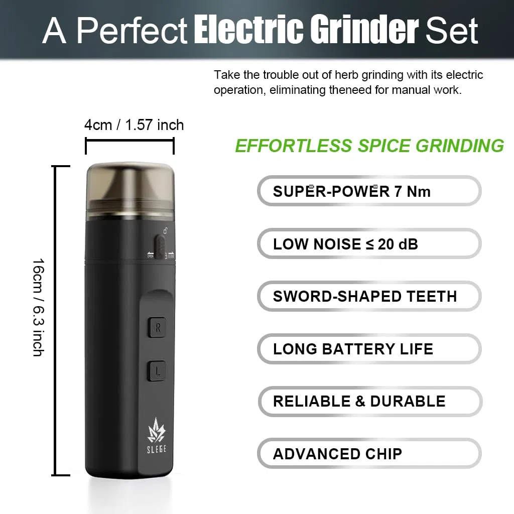 Elektrische Grinder,Grinder Elektrische,Gewürzmühle,Mühle für Gewürzen/Pollen,Super Leistung 7 Nm Schnelles Mahlen,2-Wege-Mahlen ohne Feststecken,mit Trichter,Schüssel,Kegelrohr (Schwarz)