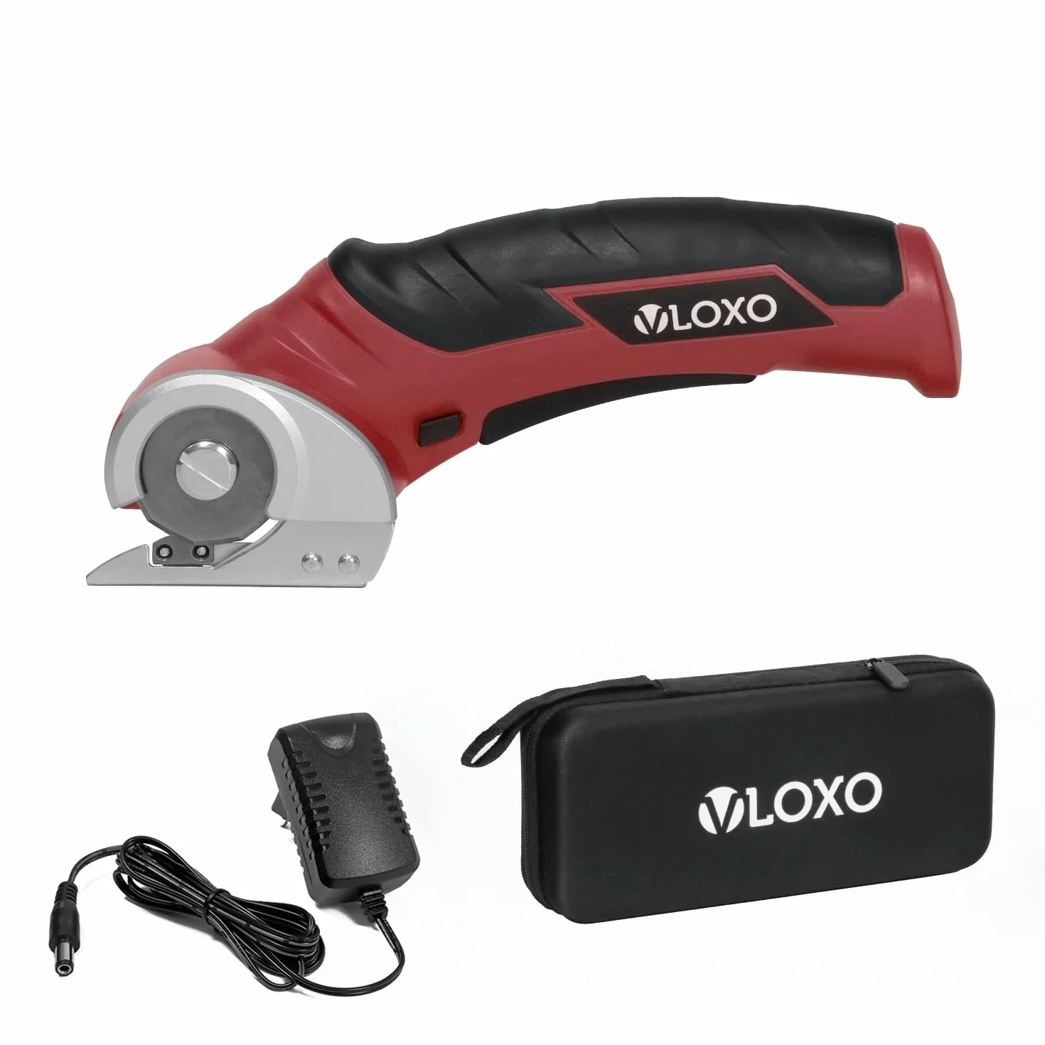 VLOXO Kartonschneider Elektrisch 4V Elektrische Schere Akku mit Leistungsstarkem 5.0 Motor, Selbstschärfende Wolframstahl-Klinge, Universalschere Akkuschere für 6mm Karton, Pappe, Teppich, Leder, DIY