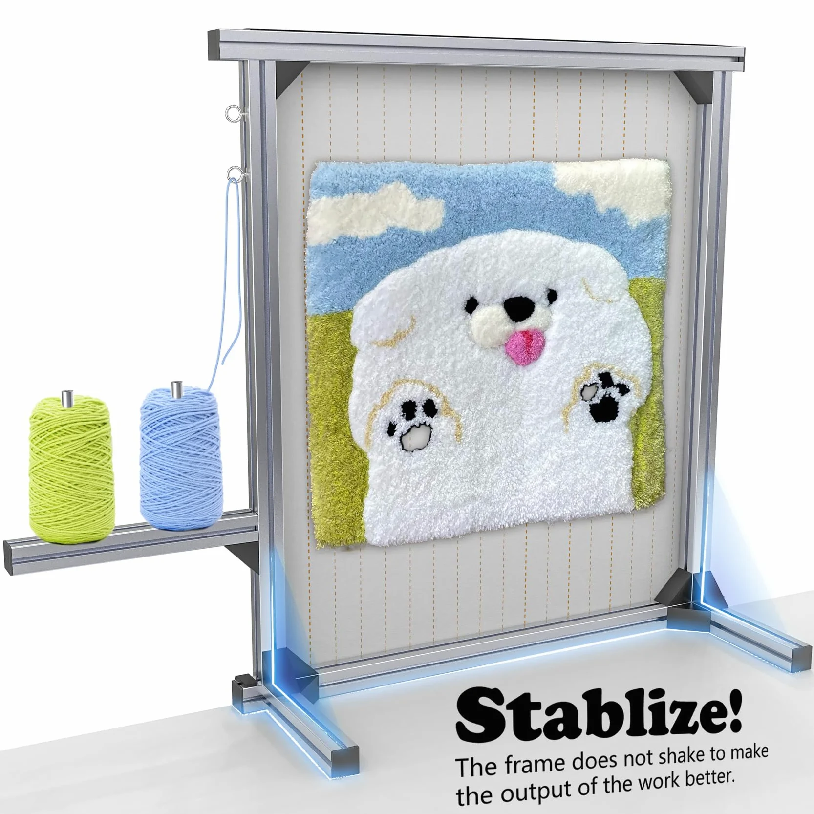 NODOCA Tufting-Rahmen 90 cm - Aluminium-Metall-Set für Teppichherstellung, Primär-Ständer, Stoff und Zubehör