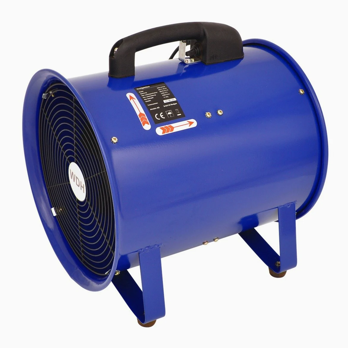 Aktobis WDH-SHT28 Axialgebläse, Baustellenventilator/Rohrventilator, Blau, 28 cm Durchmesser, Hochleistungsmotor - für Industrie & Werkstatt
