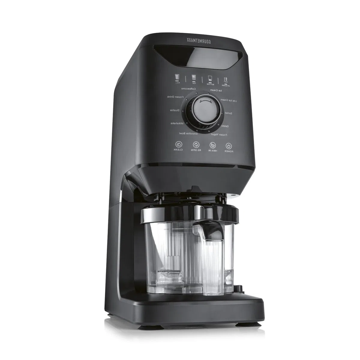 GOURMETmaxx SmoothUp Eismaschine 800 Watt | Eismaschine 10 Programme inkl. Mix-in-Funktion | Eiscreme-Maschine – Slushies & Eiscreme selber machen | Speiseeisbereiter LED Display – 2 Becher inklusive