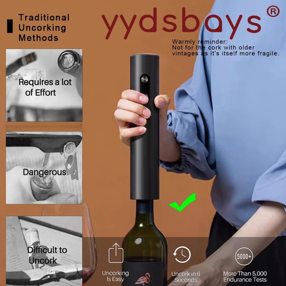 Korkenzieher Wein Weinöffner Elektrisch Automatischer Flaschenöffner Professionell für Weinliebhaber Geschenk (Schwarz, Basis-Set, Batteriebetrieben)