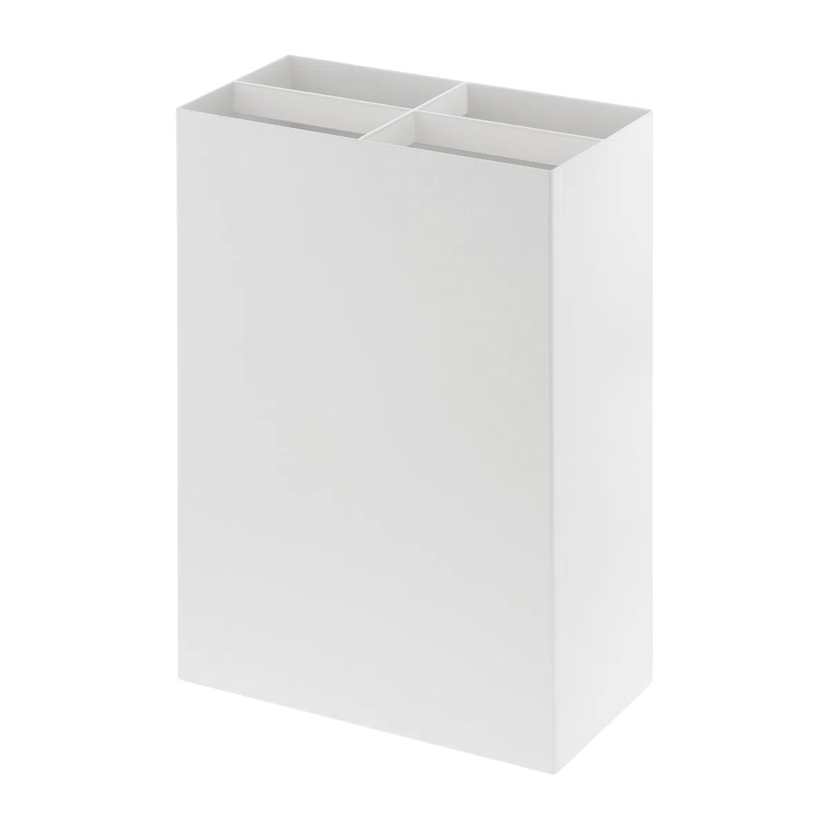 YAMAZAKI SMART Breiter Schirmständer aus Stahl - bis zu 8 Schirme, mit Abtropfschale, schmal - 12 x 23,5 x 36 cm, Japanisches Design, weiß