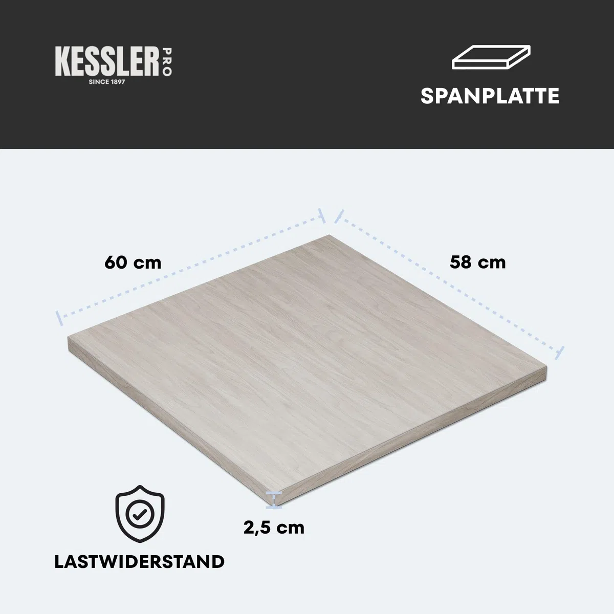 Tischplatte Spanplatte 25 mm Gebleichte Kiefer 60x60 cm, Küchenarbeitsplatte Möbelplatte, verstärkte ABS-Kanten, für Regal Schreibtisch Werkstatt