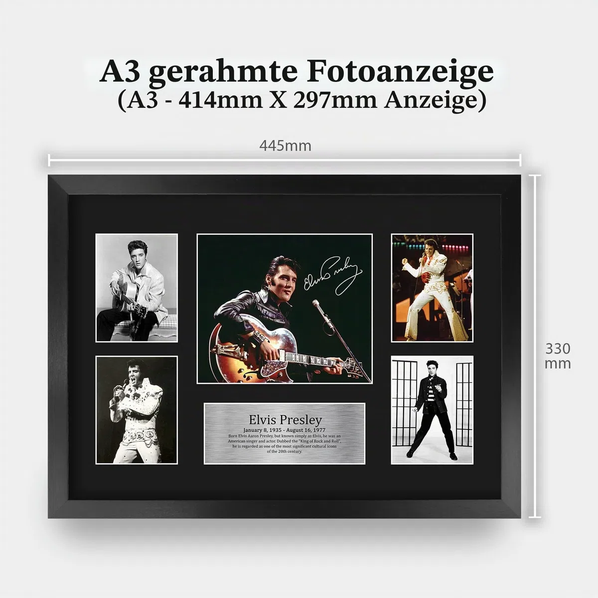 HWC Trading FR A3 Elvis Presley Musician The King Geschenke Gedruckt Signiert Autogramm Bild Für Musik Erinnerungsstücke Fans - A3 Framed