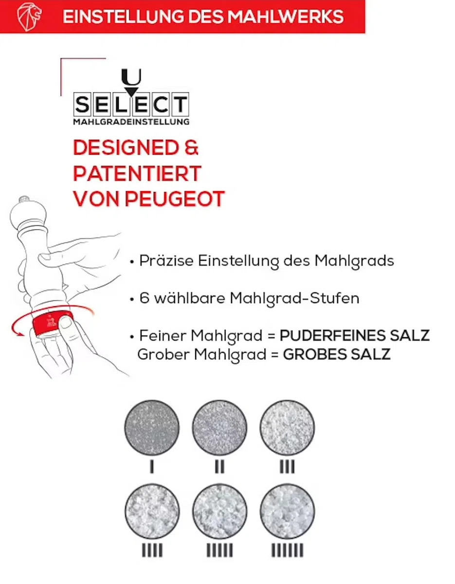 PEUGEOT - Set Line u‘Select 15 cm (Elektrische Pfeffermühle + Salzmühle) - Wiederaufladbar - 6 Mahlgrade - Zirlion-Mahlwerk für pulverfeines Salz - Französisches Know-how - Carbon und Edelstahl