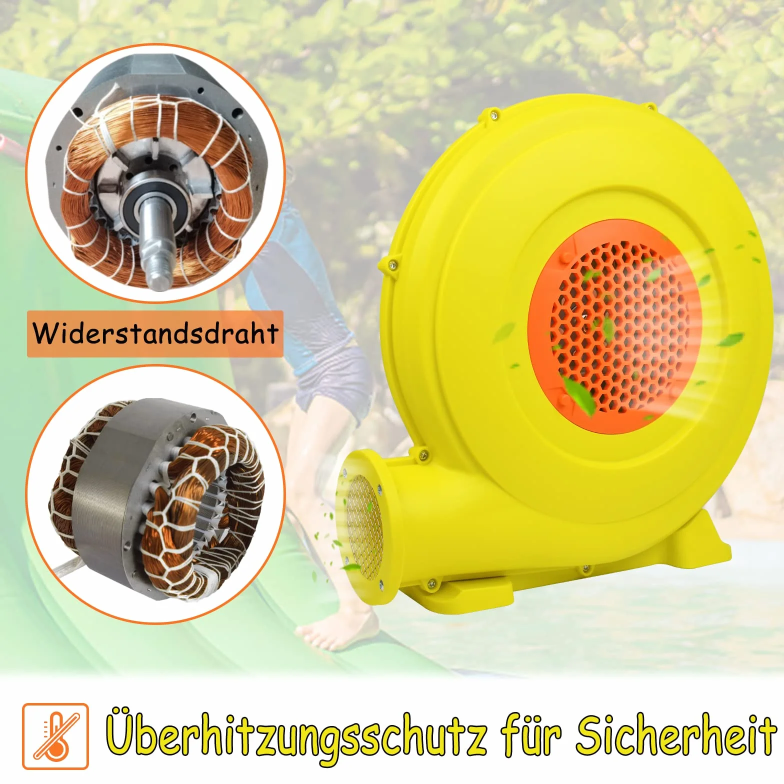 NAIZY Gebläse 750W Luftgebläse elektrische Hüpfburg Gebläse mit Bodennägel Radiallüfter 220V-240V Turbogebläse Gebläsepumpe für Aufblasbare Spielzeuge Hüpfburg Turbolüfter, 2100Pa 580m³/h