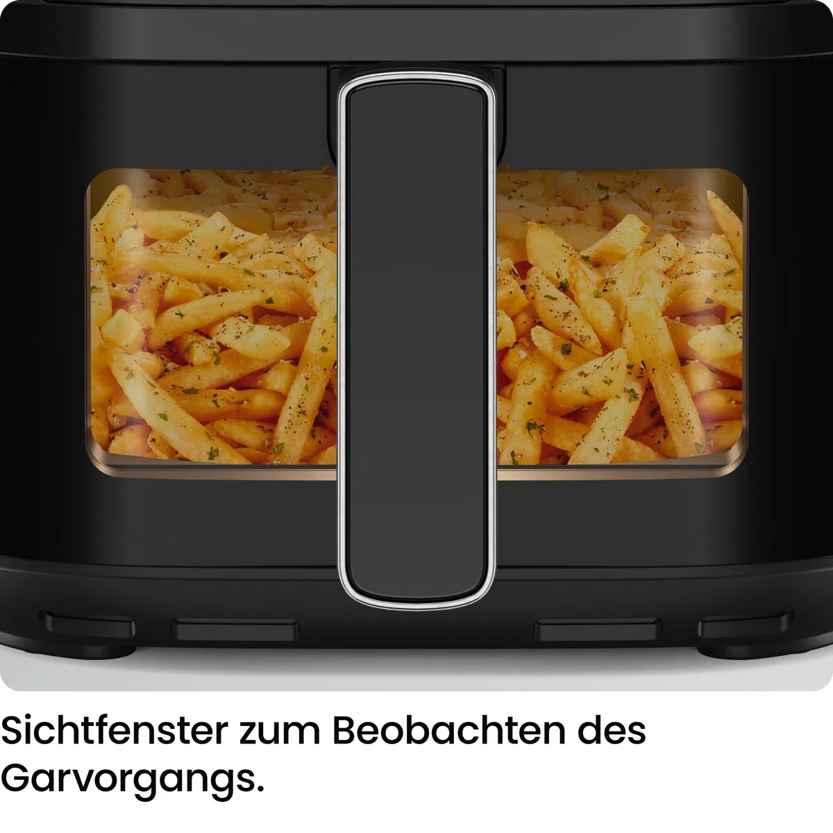 Chefman Heißluftfritteuse 3,75L mit Hi-Fry-Technologie, Sichtfenster | Kompakt, Touch Controls, antihaftbeschichtet, spülmaschinenfest, Schwarz