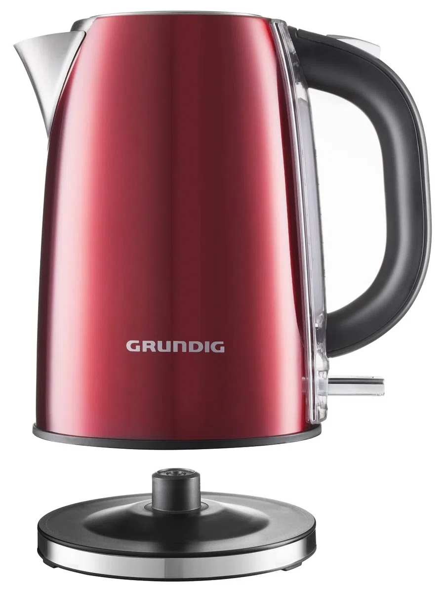 Grundig WK 6330 Wasserkocher, Rot (Metallic), Edelstahl